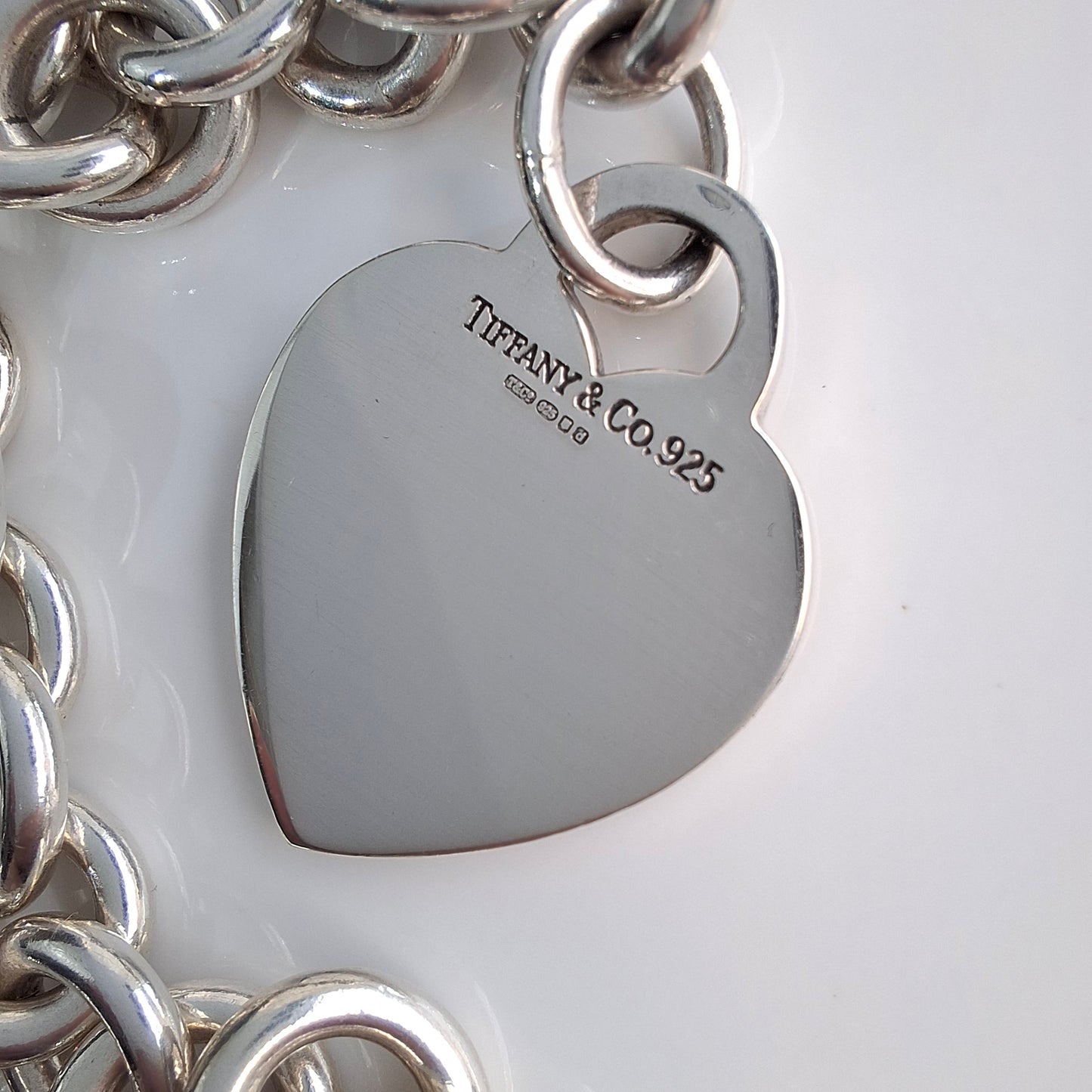 Tiffany & Co Hallmarked 925 Sterling Silver Heart Charm Necklace