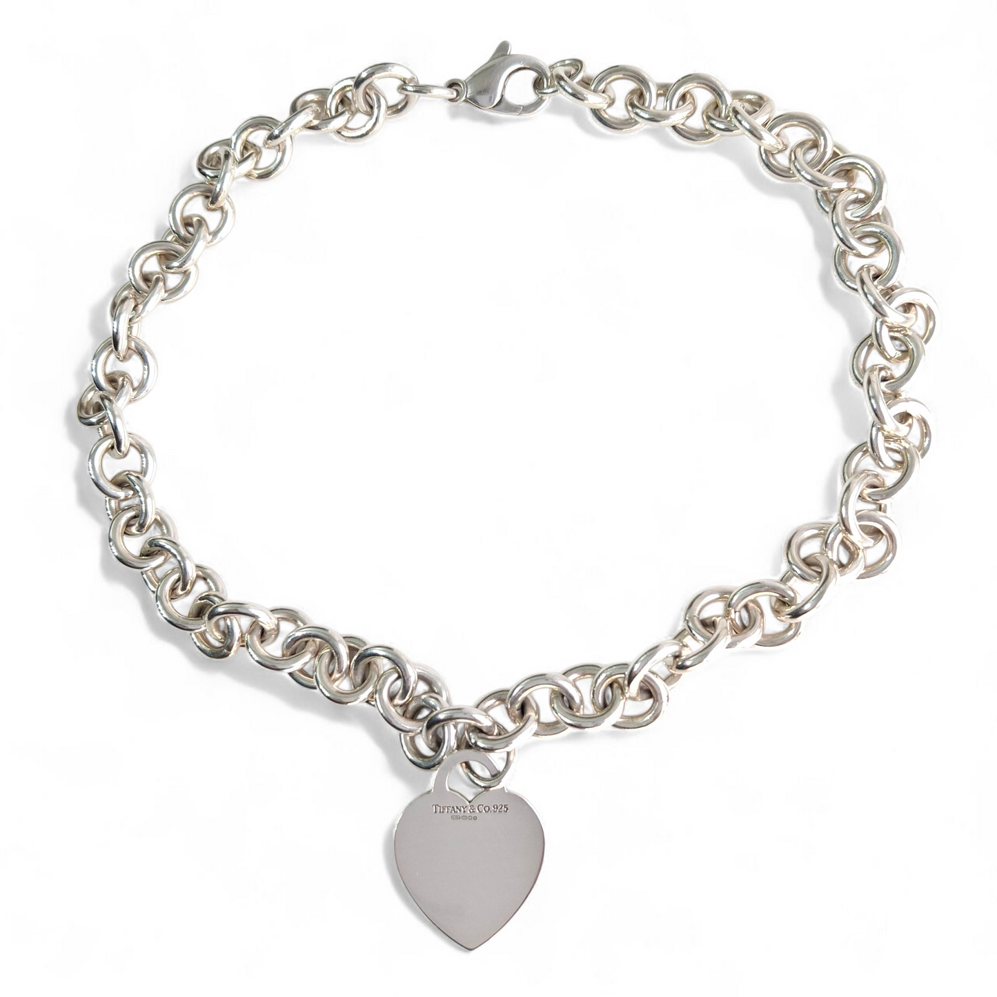 Tiffany & Co Hallmarked 925 Sterling Silver Heart Charm Necklace