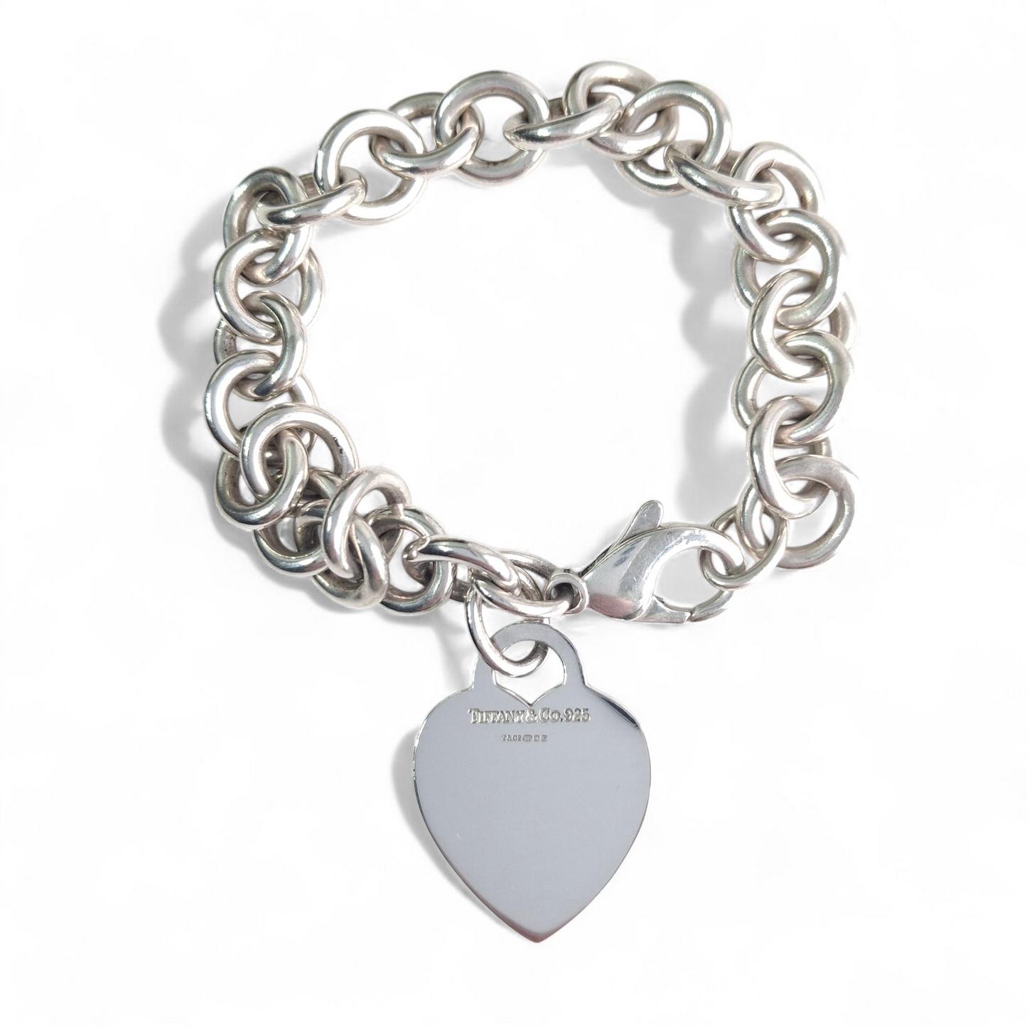Vintage Tiffany & Co Heart Tag Charm Bracelet in Sterling Silver