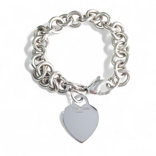 Vintage Tiffany & Co Heart Tag Charm Bracelet in Sterling Silver