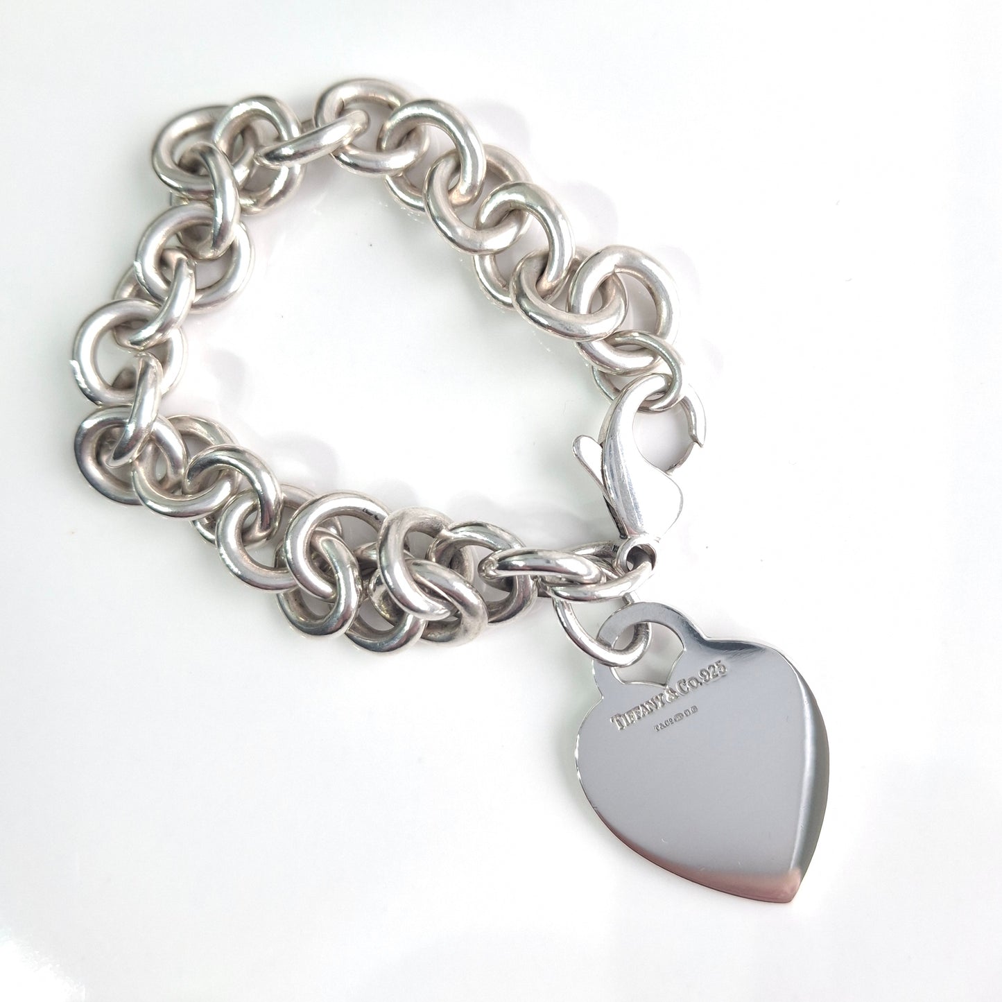 Vintage Tiffany & Co Heart Tag Charm Bracelet in Sterling Silver