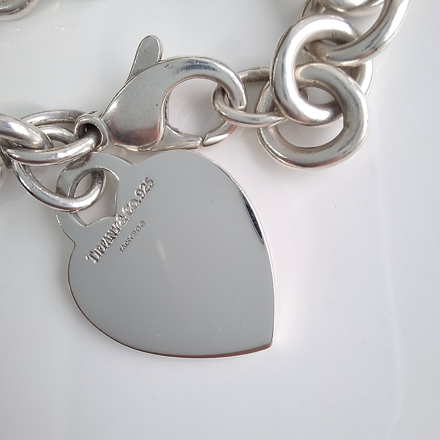 Vintage Tiffany & Co Heart Tag Charm Bracelet in Sterling Silver