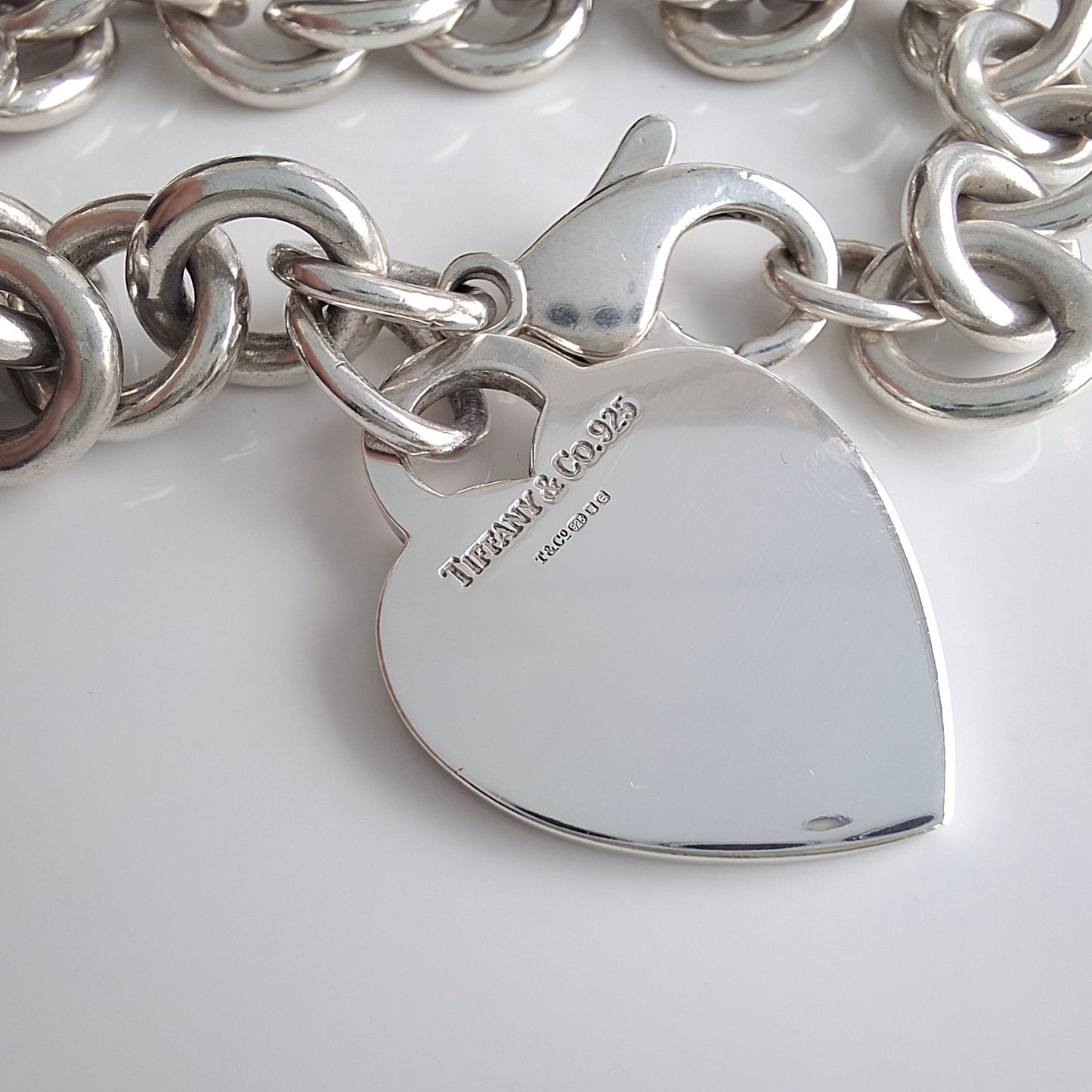 Vintage Tiffany & Co Heart Tag Charm Bracelet in Sterling Silver