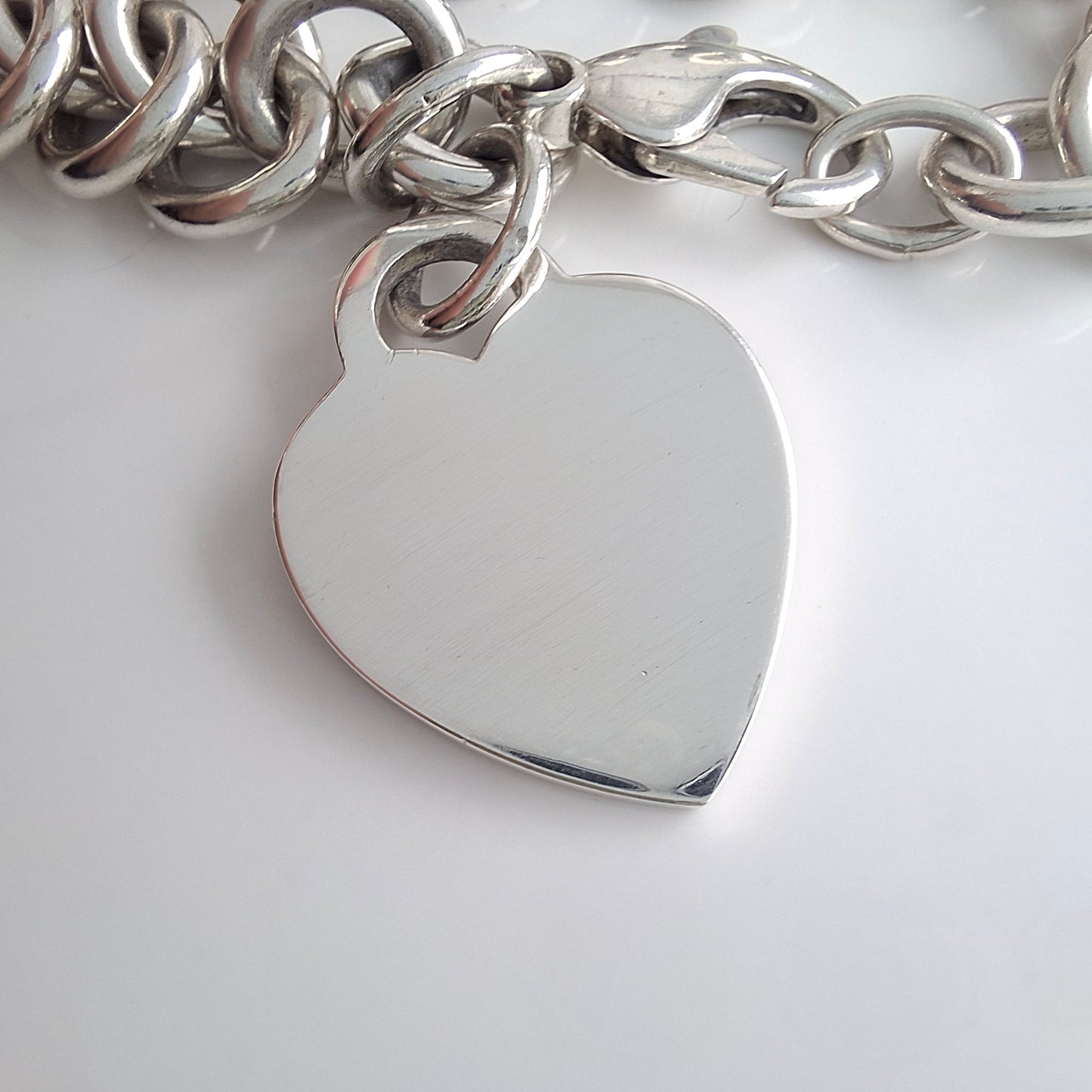 Vintage Tiffany & Co Heart Tag Charm Bracelet in Sterling Silver