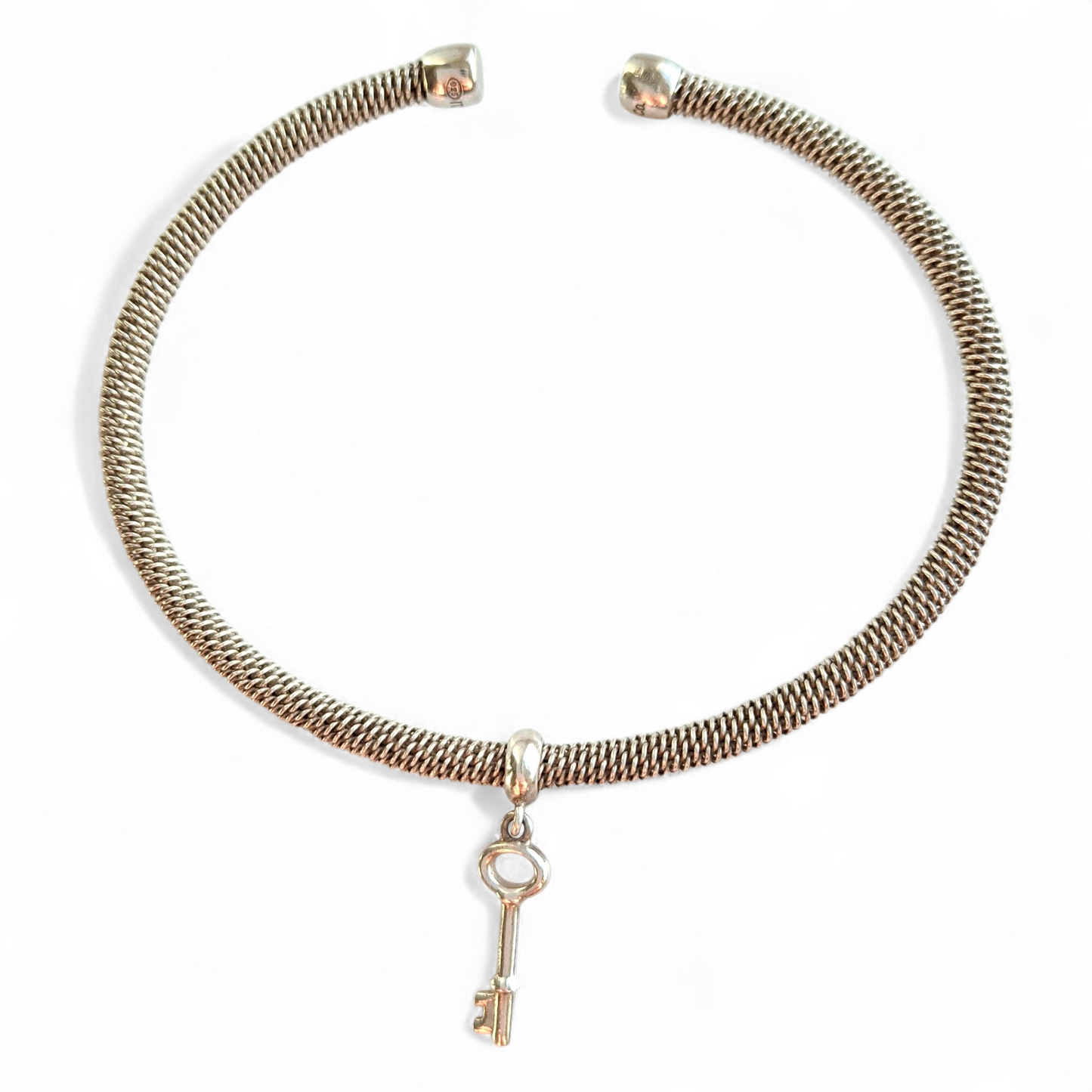 Vintage Tiffany & Co Hallmarked Sterling Silver Key Charm Bracelet