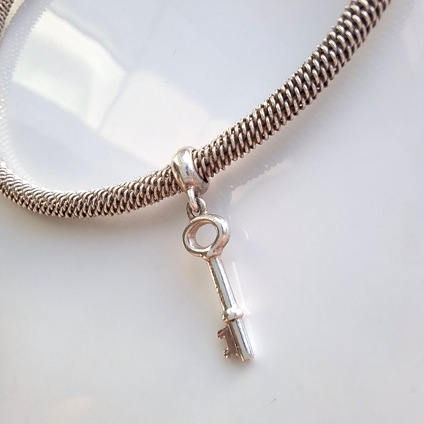 Vintage Tiffany & Co Hallmarked Sterling Silver Key Charm Bracelet