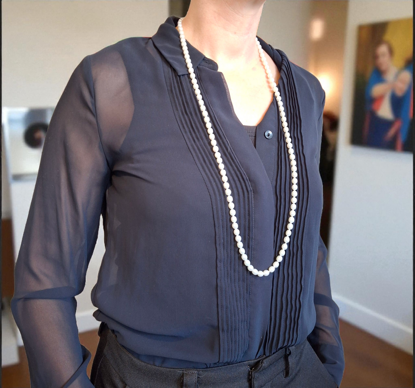 Elsa Peretti Tiffany & Co Open Heart Silver Toggle Freshwater Pearl Necklace