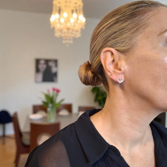 Vintage Open Heart Sterling Silver Stud Earrings by Elsa Peretti for Tiffany & Co