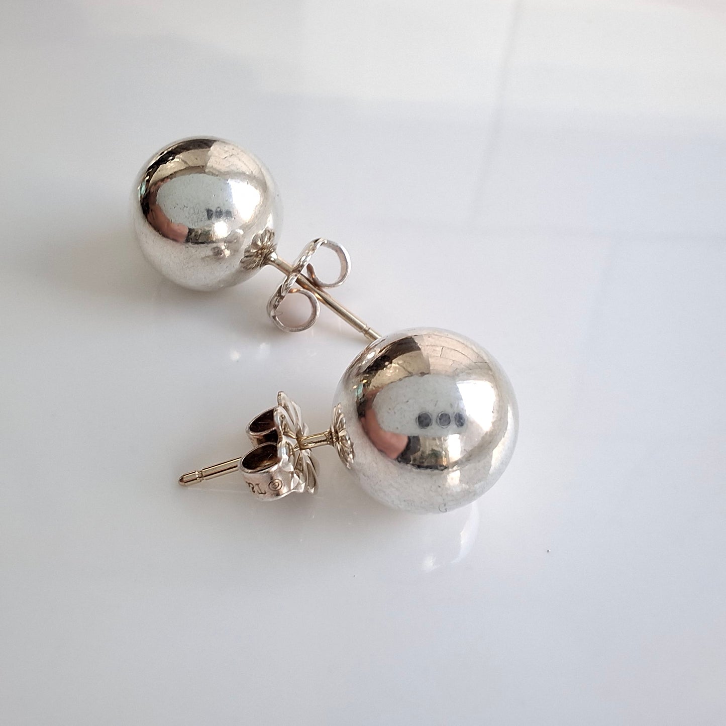 Vintage Tiffany & Co Sterling Silver Ball Hardwear Earrings