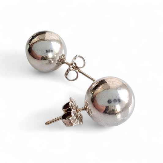 Vintage Tiffany & Co Sterling Silver Ball Hardwear Earrings