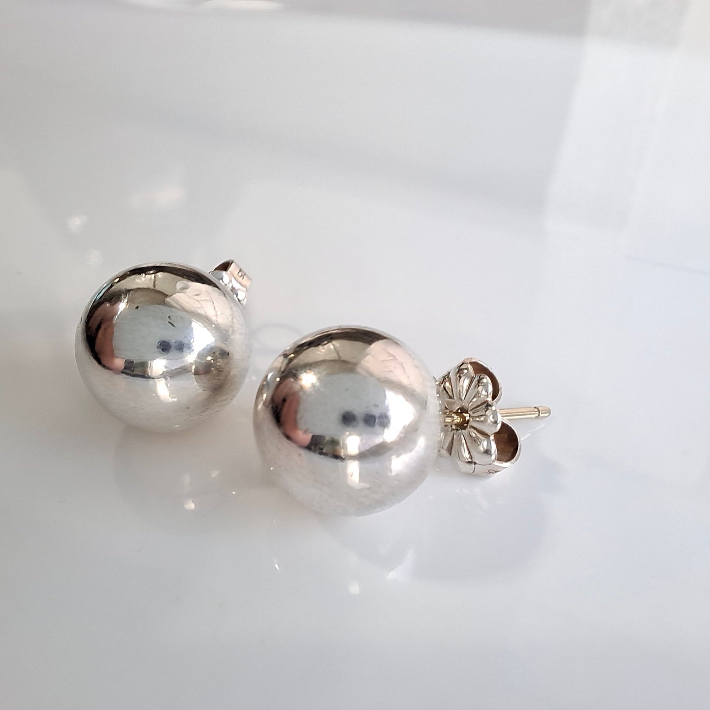 Vintage Tiffany & Co Sterling Silver Ball Hardwear Earrings