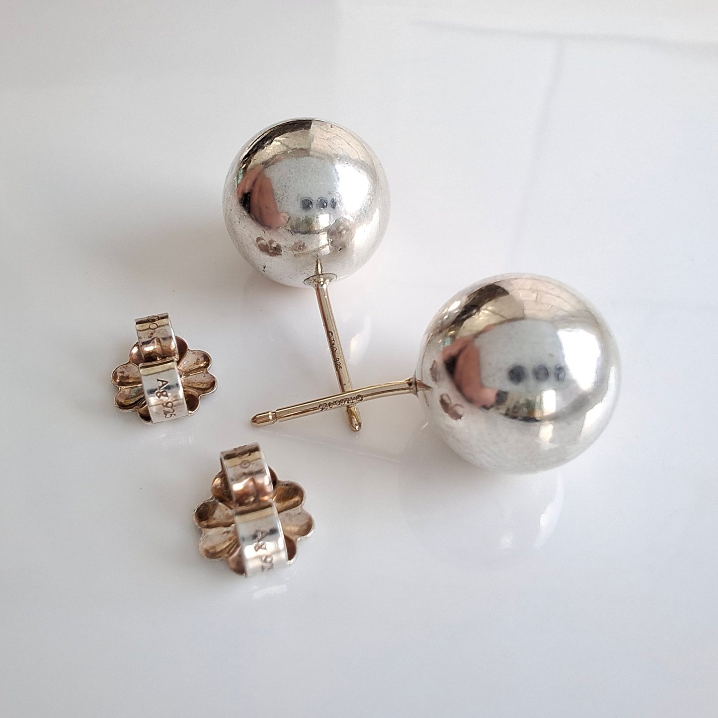 Vintage Tiffany & Co Sterling Silver Ball Hardwear Earrings