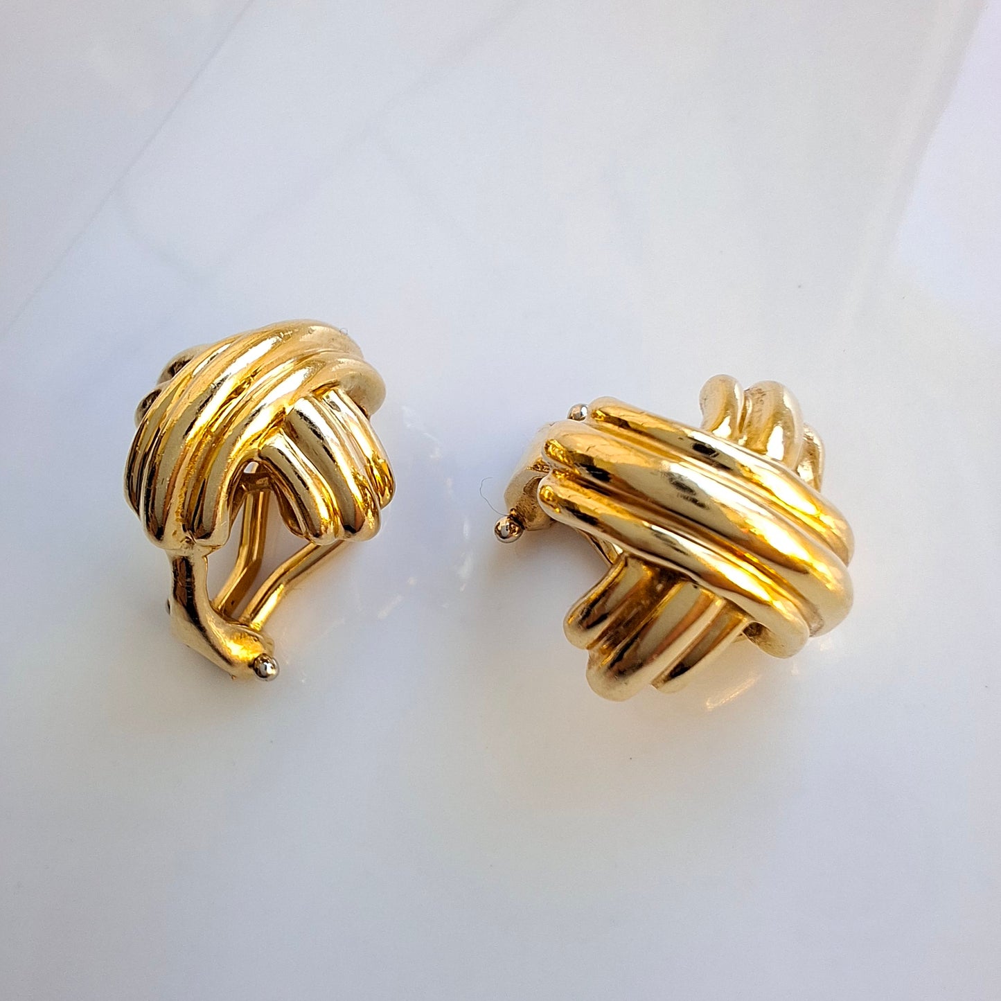 Vintage Tiffany & Co Signature X Clip-on Earrings in Solid 18k Gold
