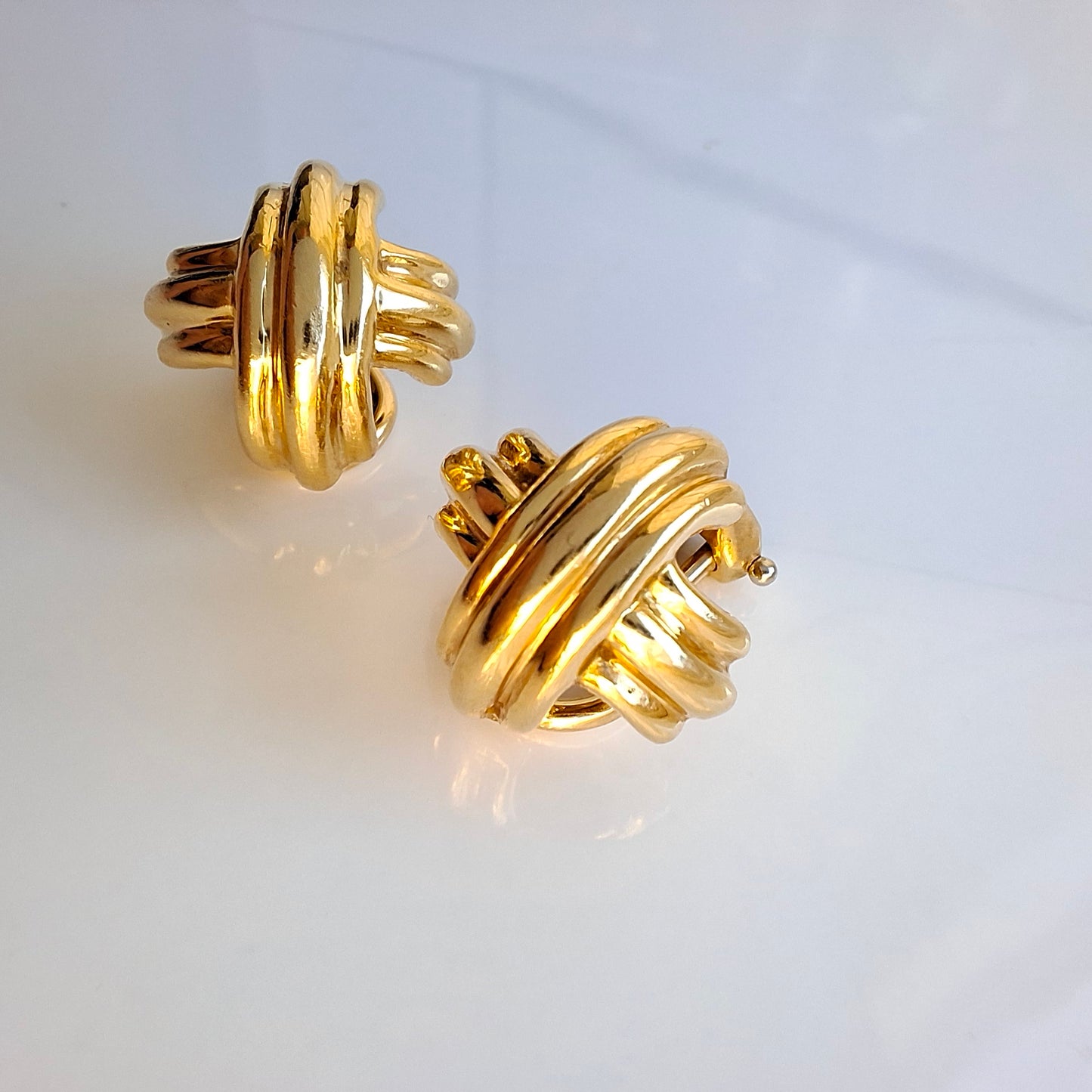 Vintage Tiffany & Co Signature X Clip-on Earrings in Solid 18k Gold
