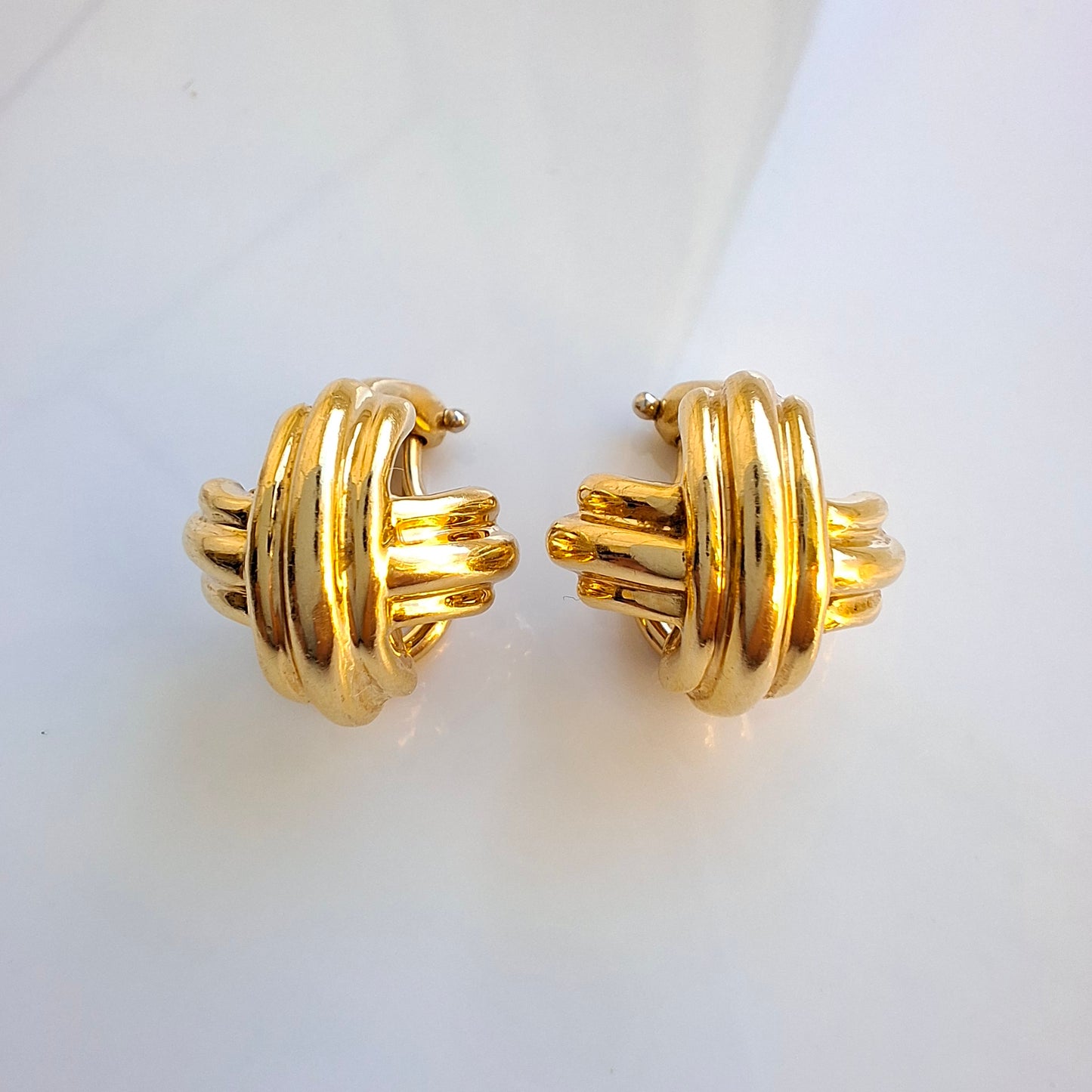 Vintage Tiffany & Co Signature X Clip-on Earrings in Solid 18k Gold