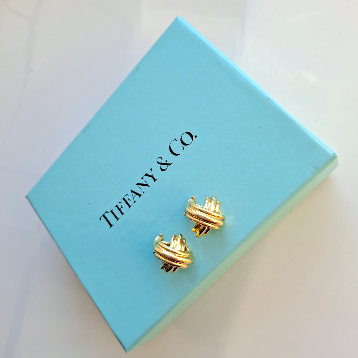 Vintage Tiffany & Co Signature X Clip-on Earrings in Solid 18k Gold