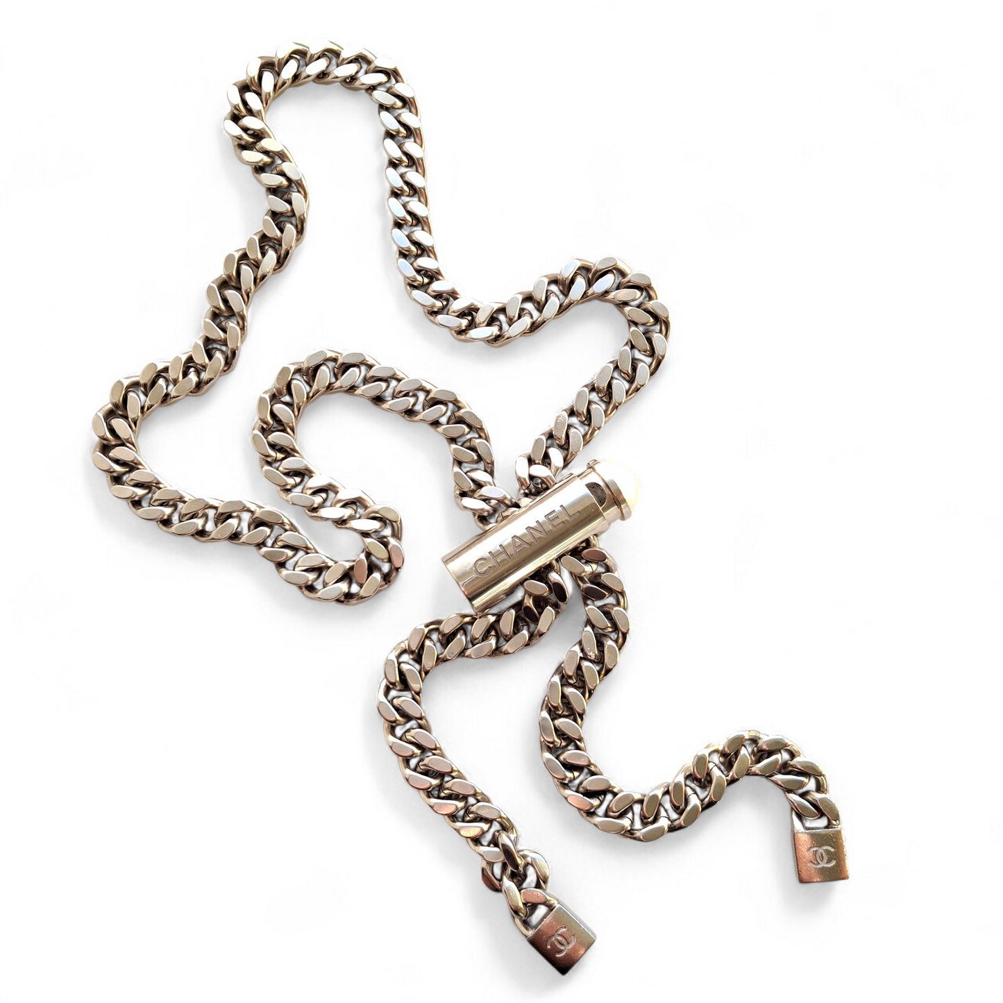 Chanel Adjustable Curb Chain Padlock Necklace