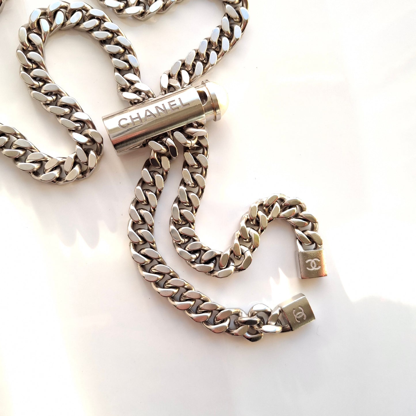 Chanel Adjustable Curb Chain Padlock Necklace