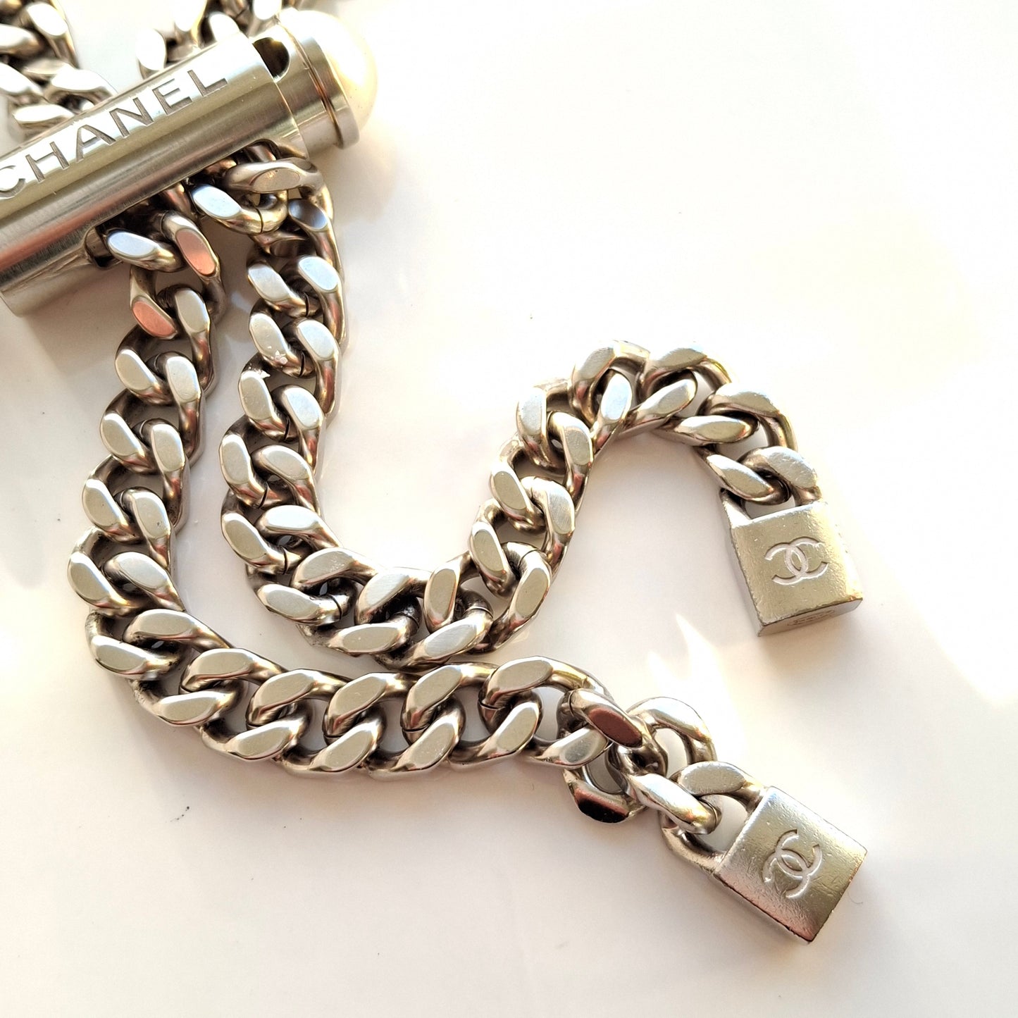 Chanel Adjustable Curb Chain Padlock Necklace