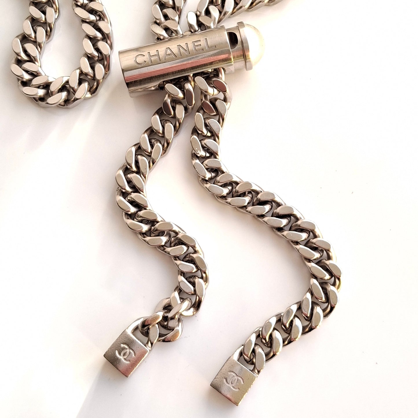 Chanel Adjustable Curb Chain Padlock Necklace