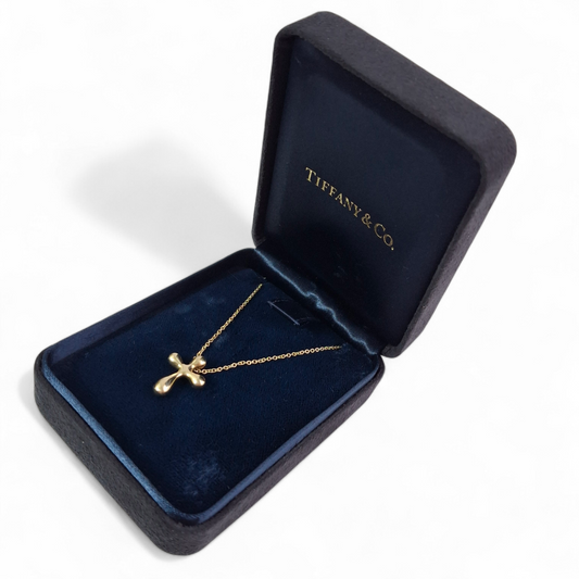 Vintage Elsa Peretti Tiffany & Co Hallmarked 18k Solid Gold Cross Pendant Necklace