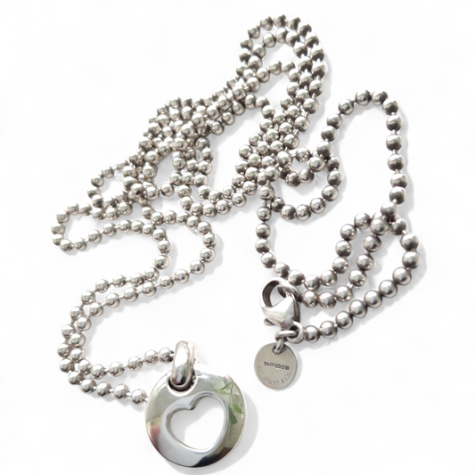 Vintage Tiffany & Co Hallmarked Sterling Silver Stencil Heart Pendant Necklace