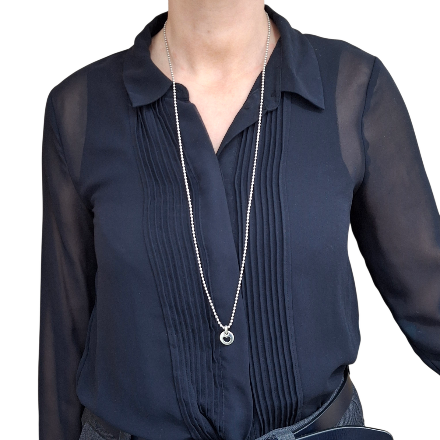 Vintage Tiffany & Co Hallmarked Sterling Silver Stencil Heart Pendant Necklace