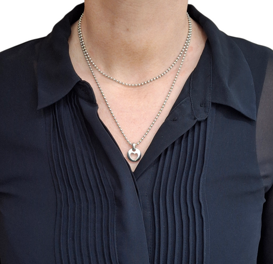 Vintage Tiffany & Co Hallmarked Sterling Silver Stencil Heart Pendant Necklace