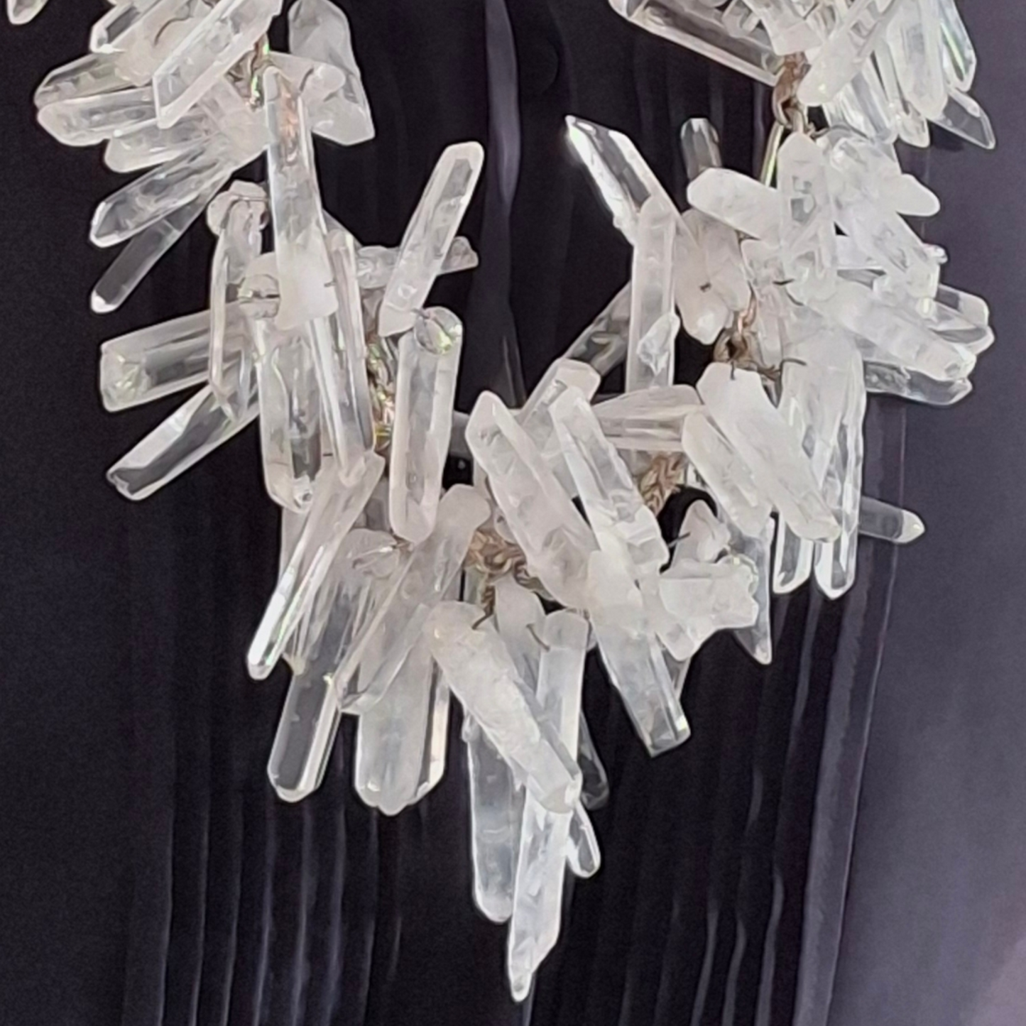 Massive Vintage 1990s Raw Quartz Crystal & Sterling Silver Runway / Statement Necklace