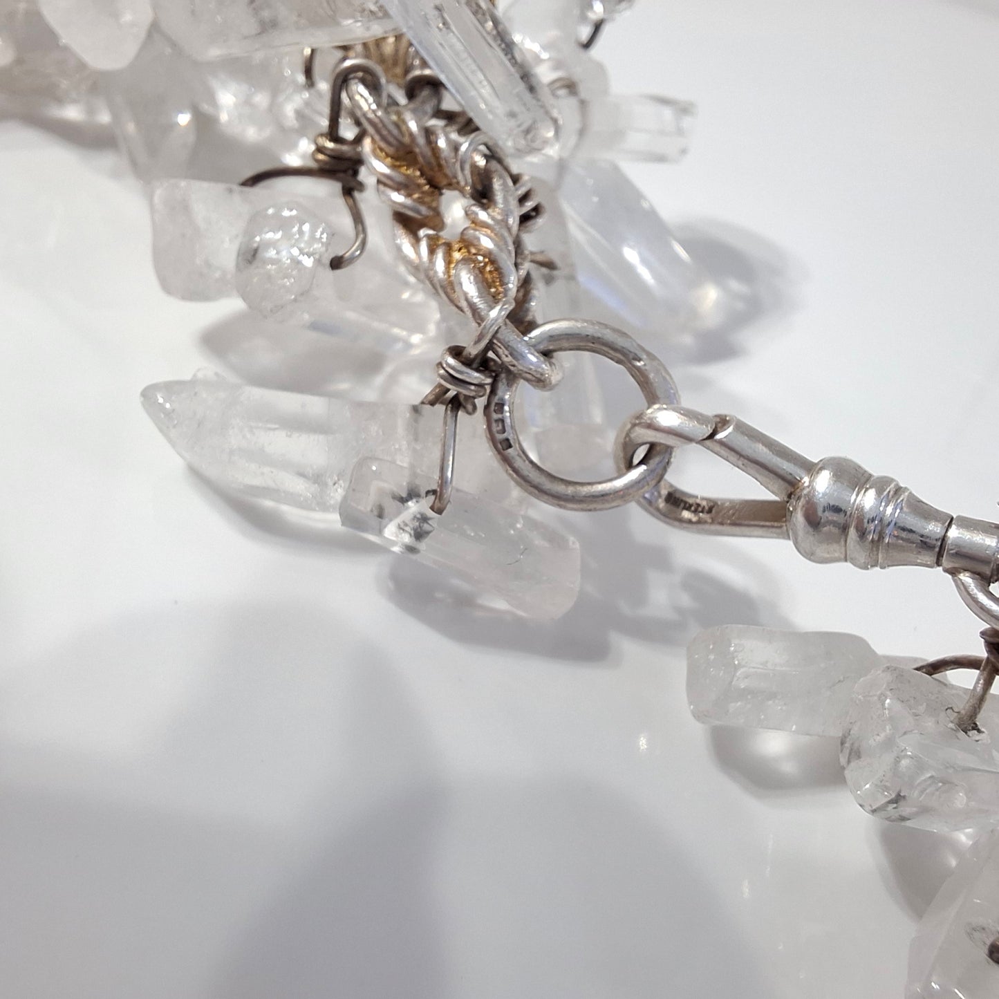 Massive Vintage 1990s Raw Quartz Crystal & Sterling Silver Runway / Statement Necklace