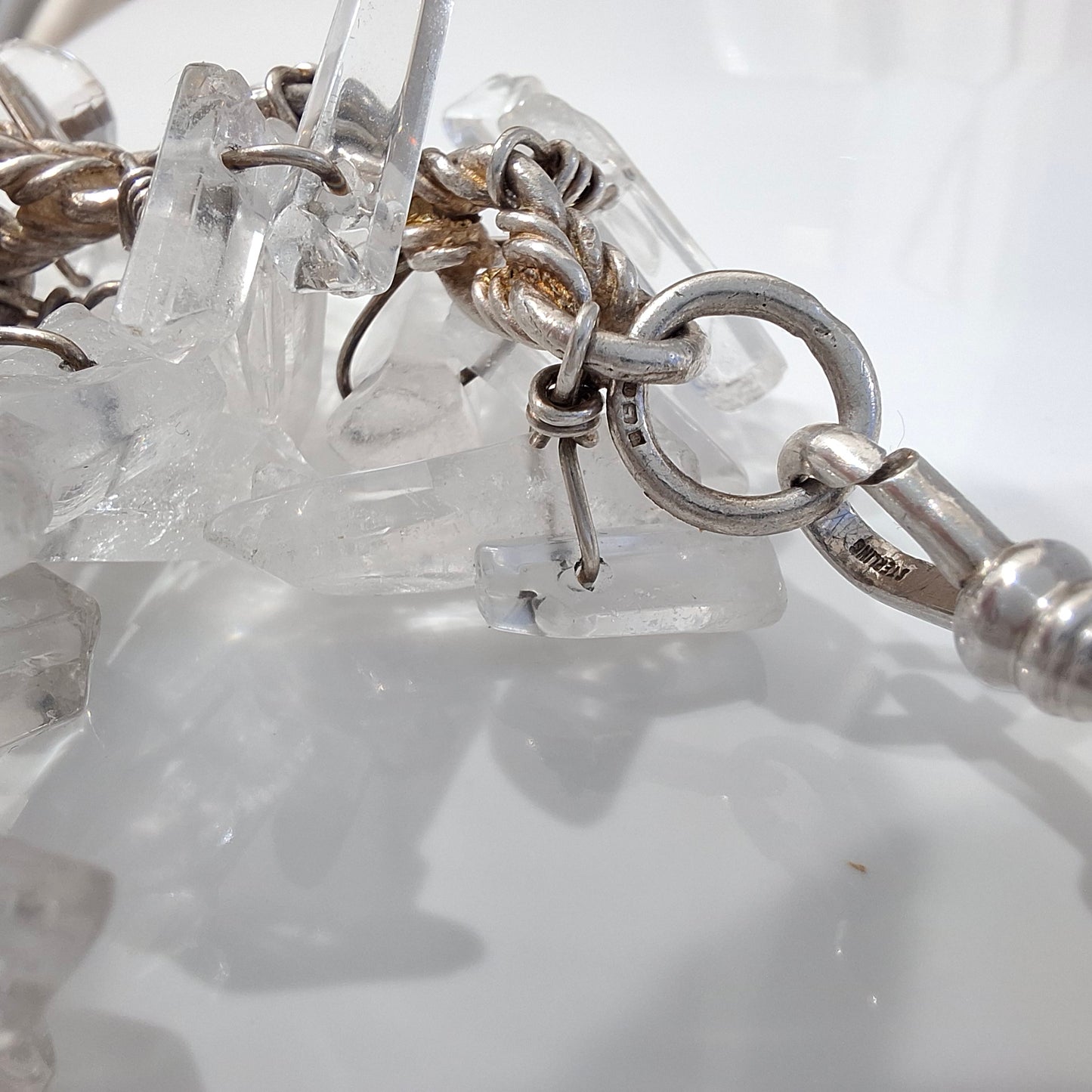 Massive Vintage 1990s Raw Quartz Crystal & Sterling Silver Runway / Statement Necklace