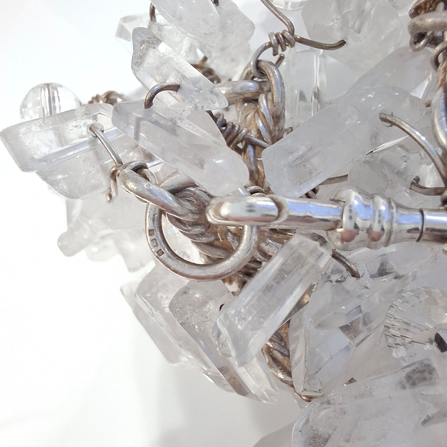 Massive Vintage 1990s Raw Quartz Crystal & Sterling Silver Runway / Statement Necklace