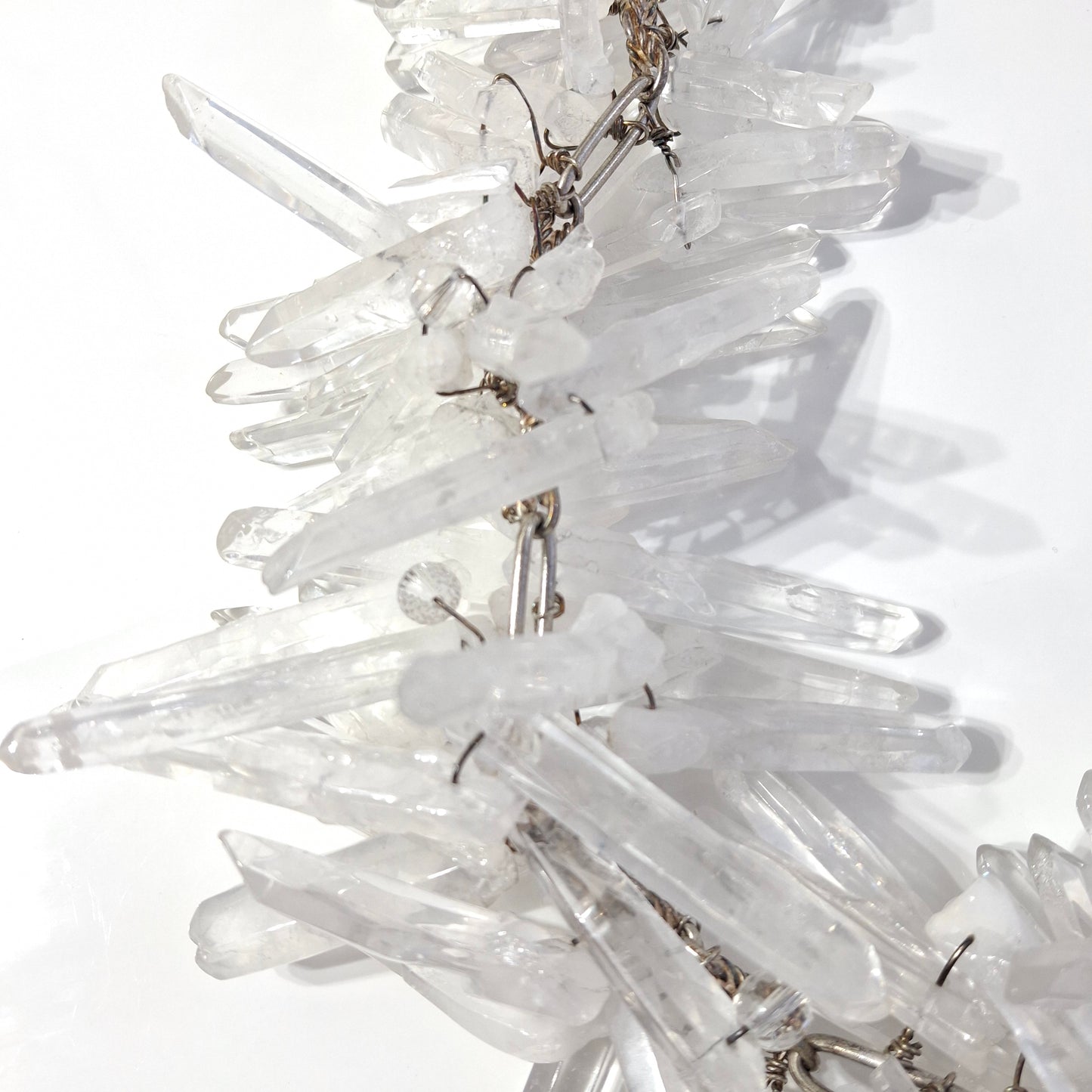 Massive Vintage 1990s Raw Quartz Crystal & Sterling Silver Runway / Statement Necklace