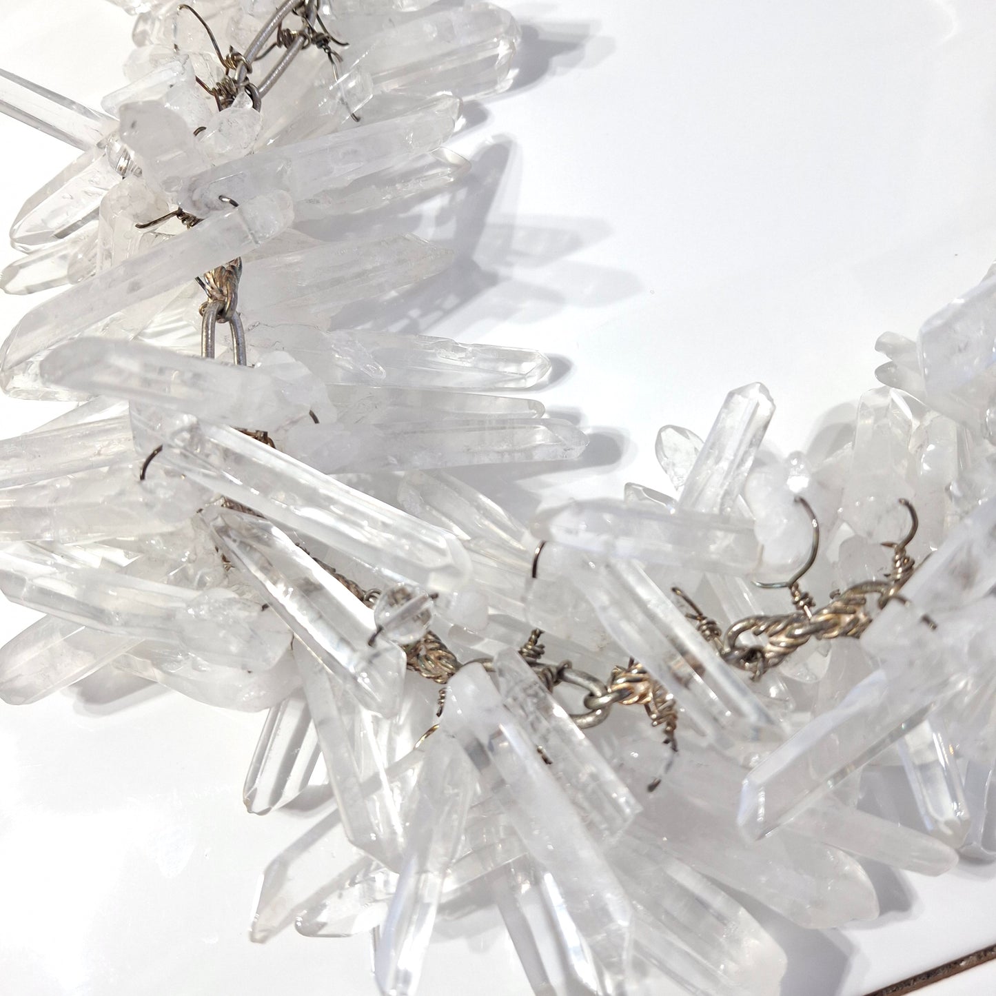 Massive Vintage 1990s Raw Quartz Crystal & Sterling Silver Runway / Statement Necklace