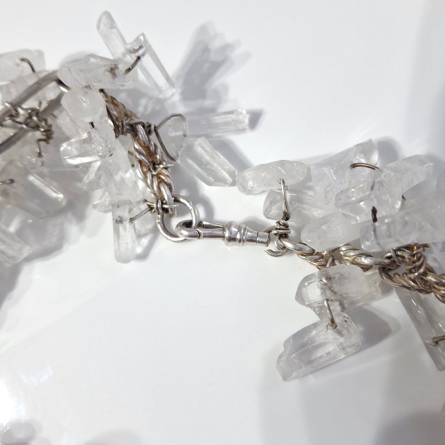 Massive Vintage 1990s Raw Quartz Crystal & Sterling Silver Runway / Statement Necklace