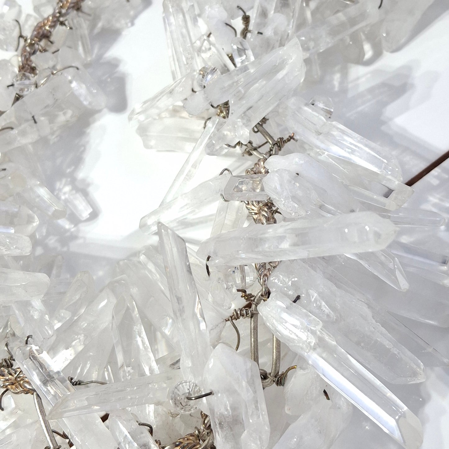 Massive Vintage 1990s Raw Quartz Crystal & Sterling Silver Runway / Statement Necklace