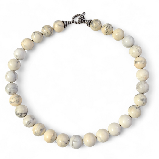 Vintage Tiffany & Co Howlite Necklace with Sterling Silver Toggle Clasp