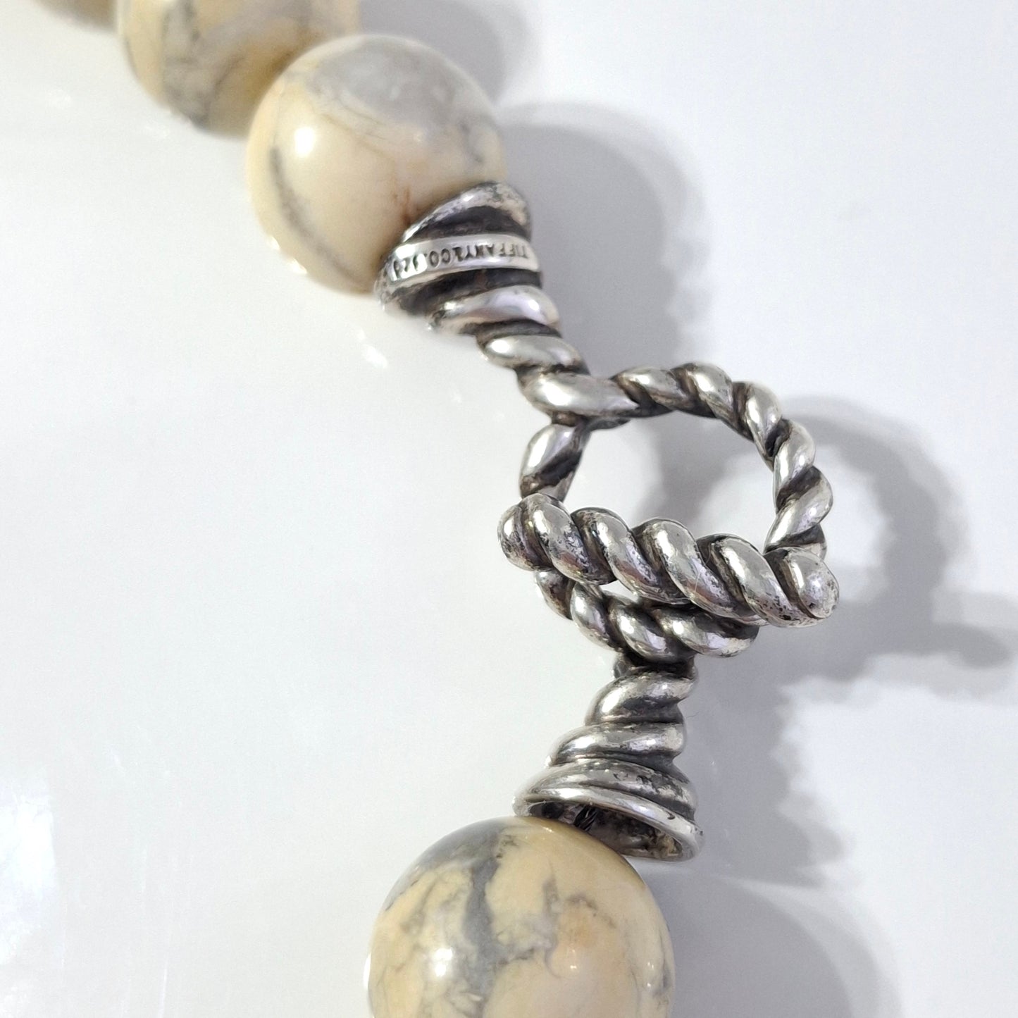 Vintage Tiffany & Co Howlite Necklace with Sterling Silver Toggle Clasp