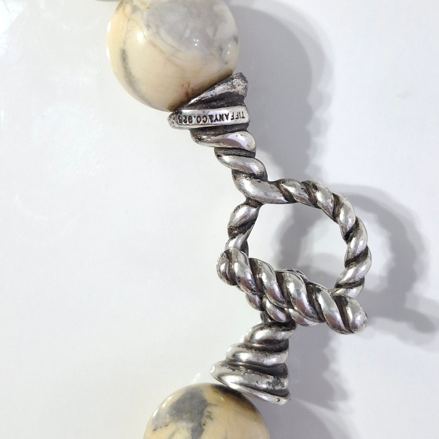 Vintage Tiffany & Co Howlite Necklace with Sterling Silver Toggle Clasp