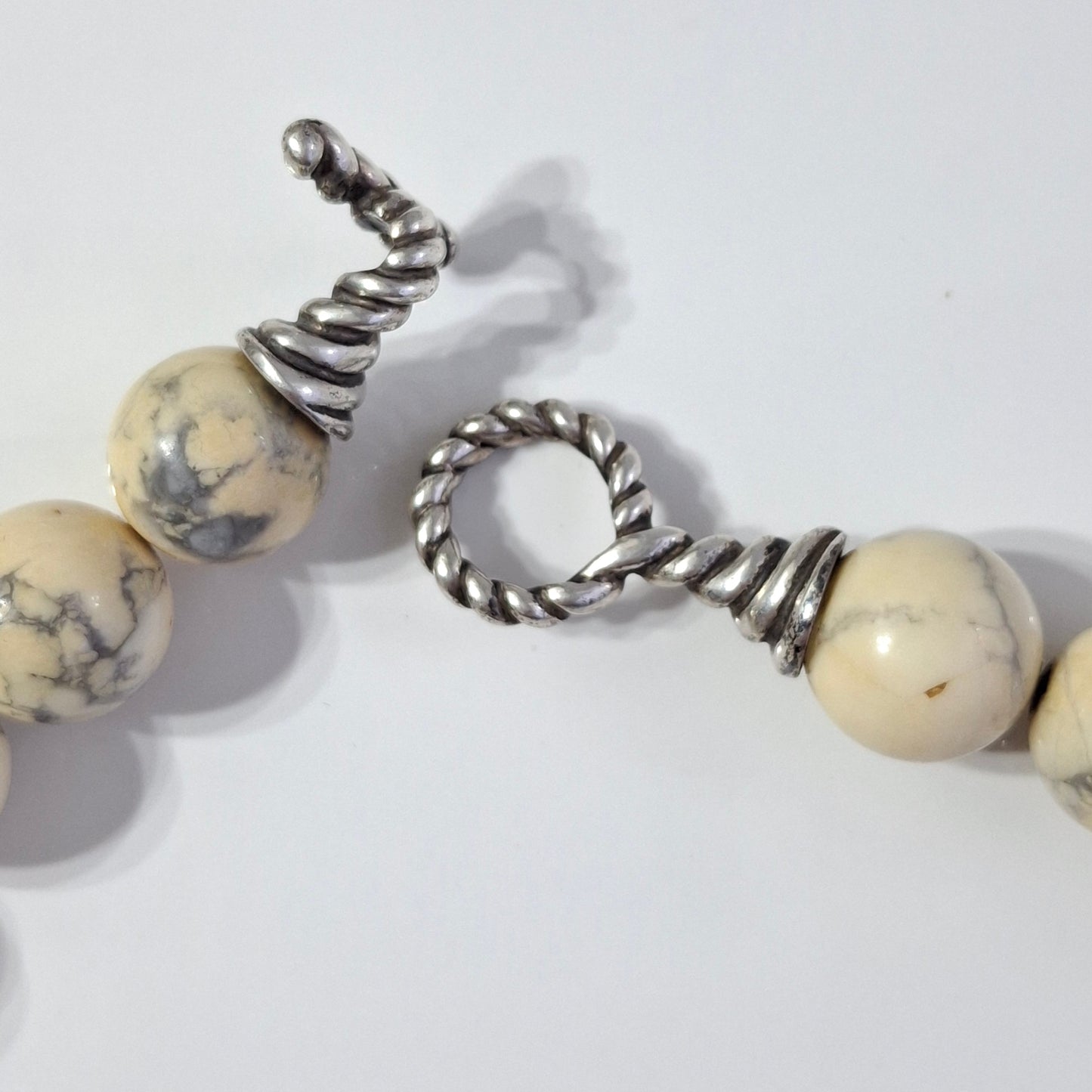 Vintage Tiffany & Co Howlite Necklace with Sterling Silver Toggle Clasp