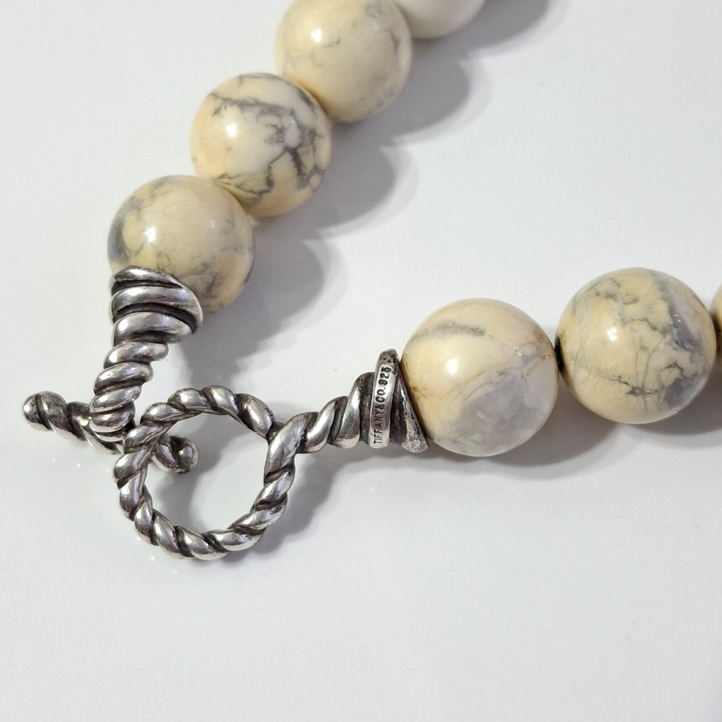 Vintage Tiffany & Co Howlite Necklace with Sterling Silver Toggle Clasp