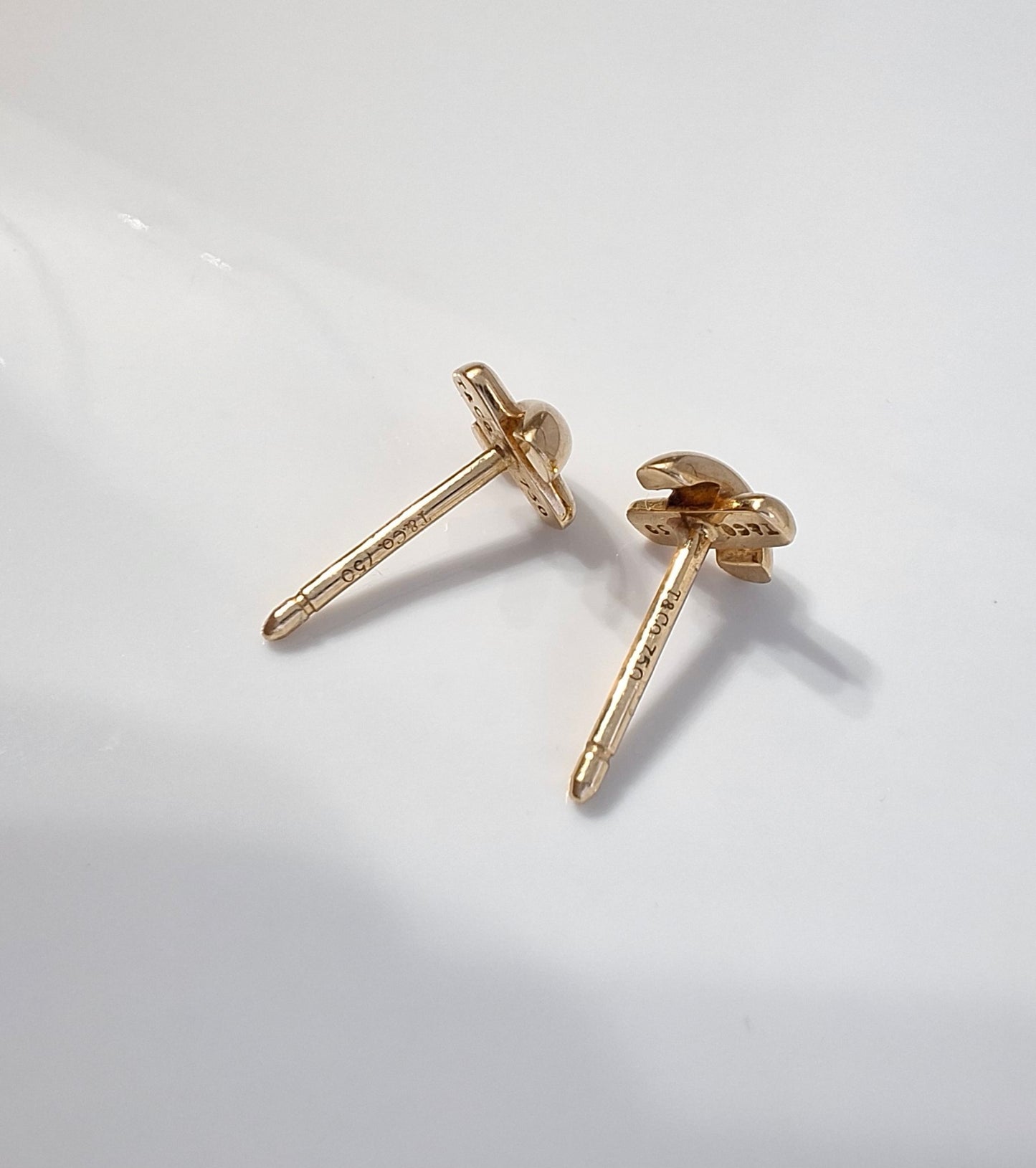 Vintage Tiffany & Co Cross Stitch Stud Earrings in Solid 18k Gold