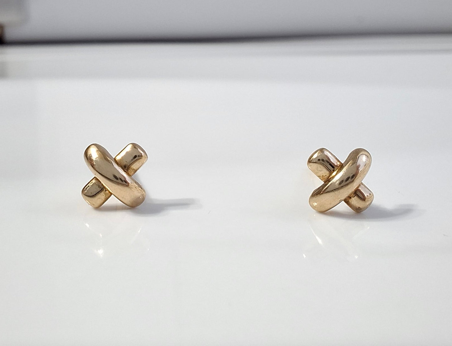 Vintage Tiffany & Co Cross Stitch Stud Earrings in Solid 18k Gold