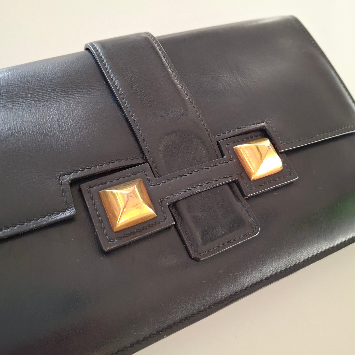 Vintage Hermes Medor Leather Clutch Bag