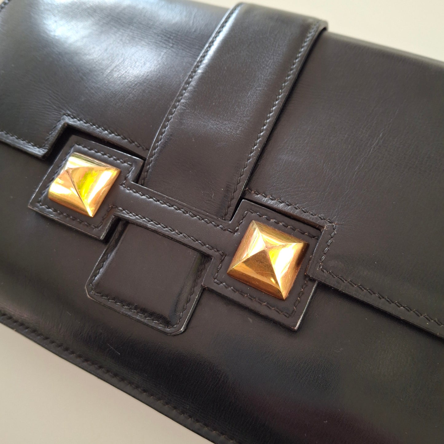Vintage Hermes Medor Leather Clutch Bag