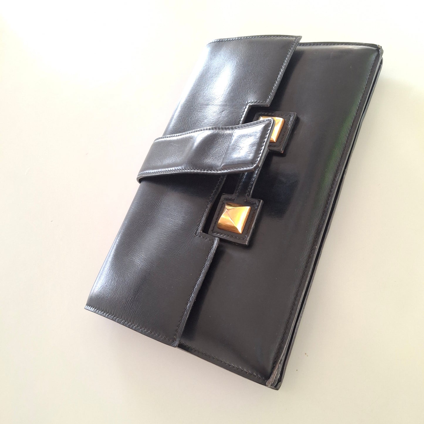 Vintage Hermes Medor Leather Clutch Bag