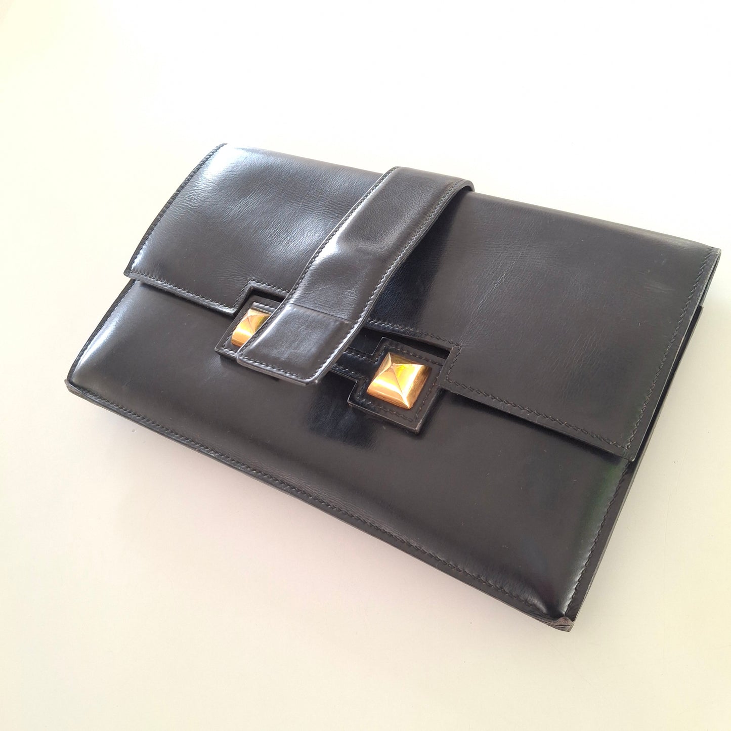 Vintage Hermes Medor Leather Clutch Bag