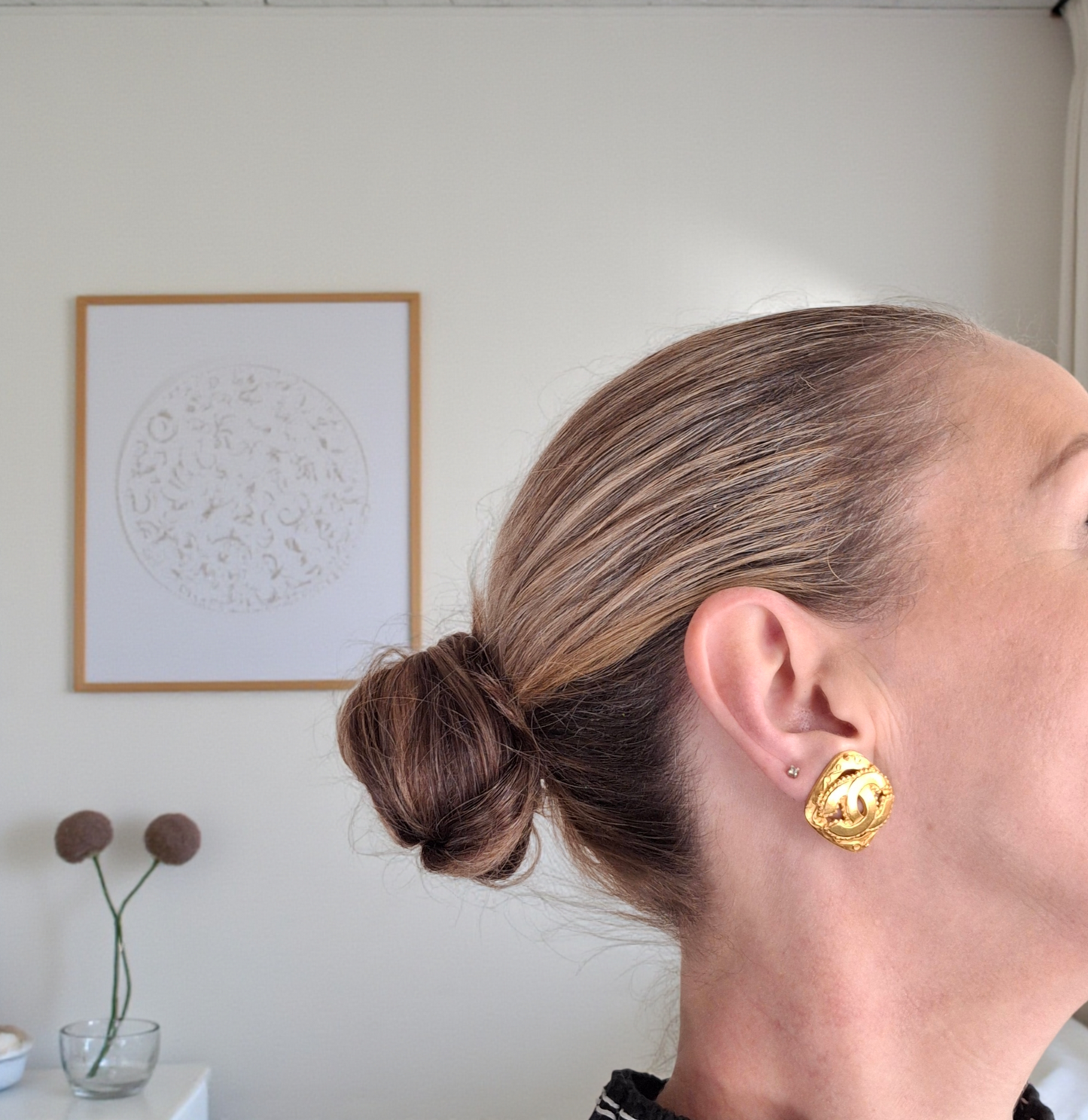 Vintage Chanel CC Logo Clip-on Earrings