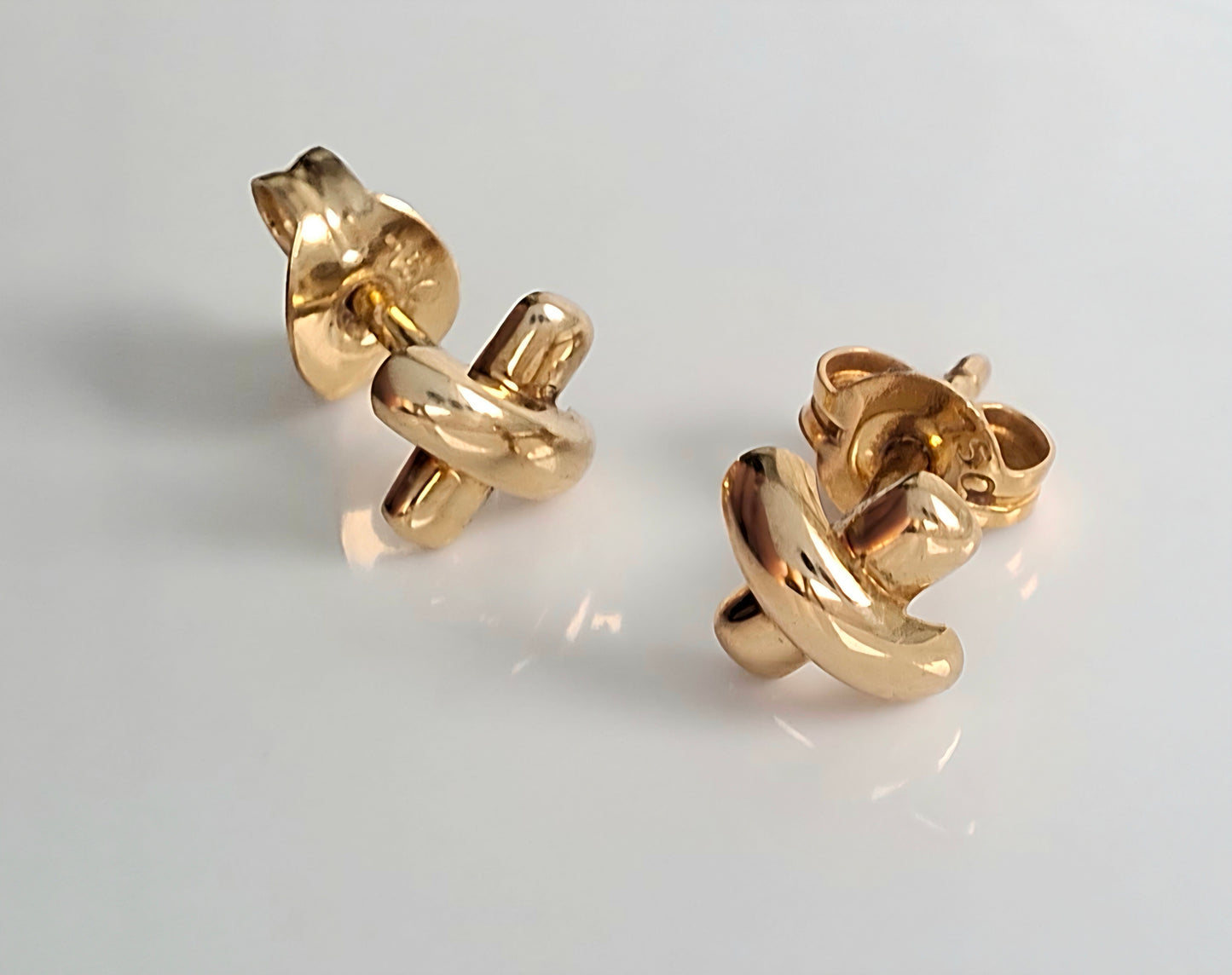 Vintage Tiffany & Co Cross Stitch Stud Earrings in Solid 18k Gold