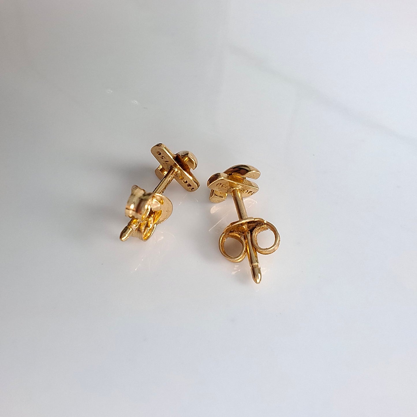 Vintage Tiffany & Co Cross Stitch Stud Earrings in Solid 18k Gold